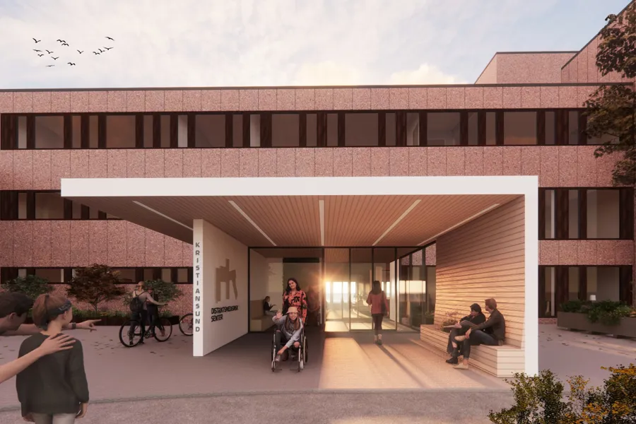 Skisse av inngangspartiet ved DMS Kristiansund