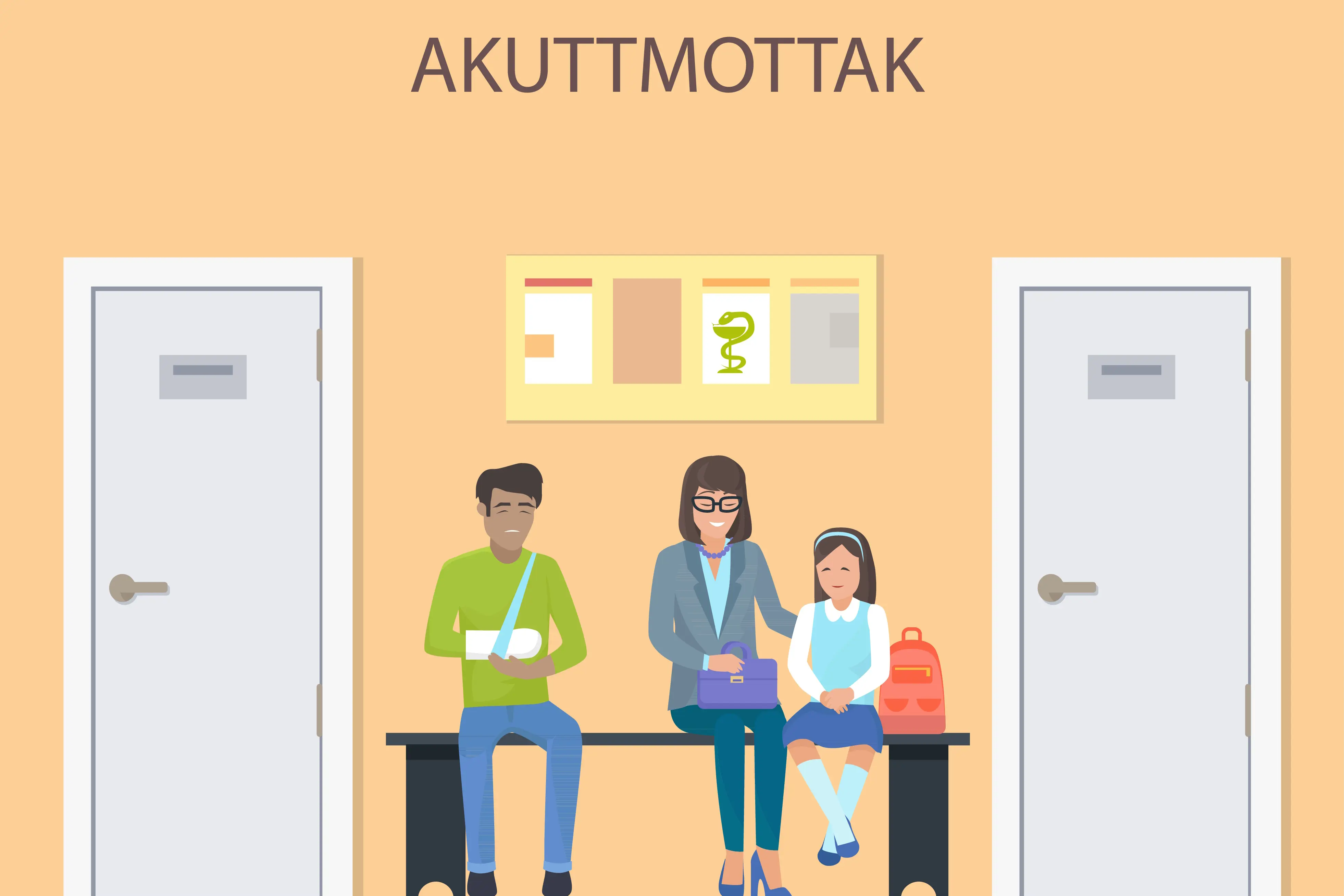 Illustrasjon vector. Pasientar som ventar i akuttmottaket.